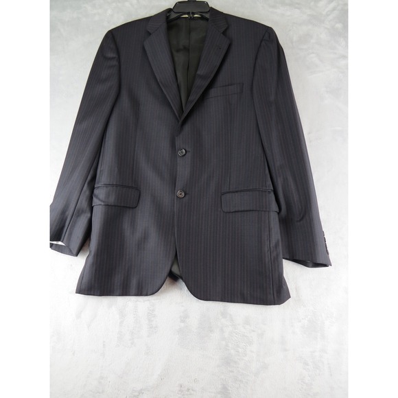 Burberry London Men's 40R Wool‎ Pinstripe Blazer Navy Two Button Jacket